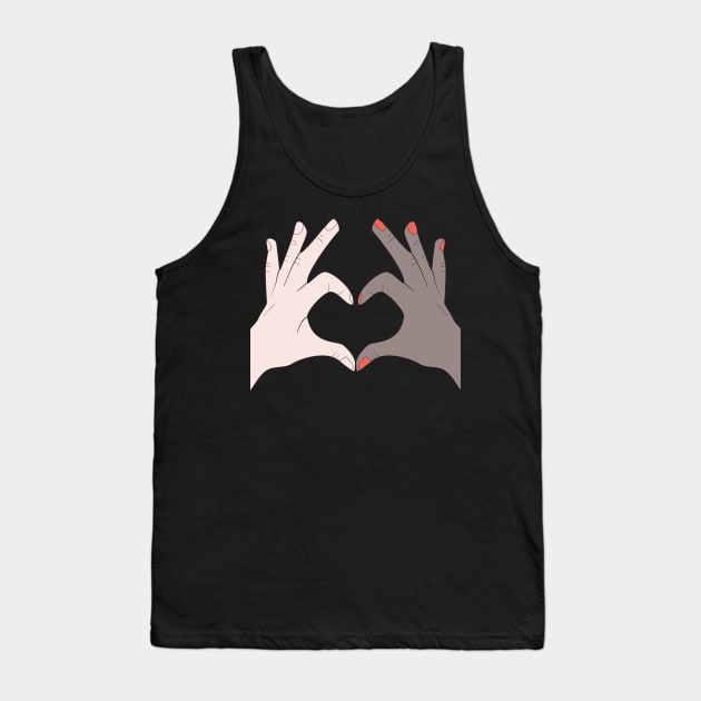 Hands Making Heart Shape Love Sign Language Valentine's Day Tank Top by Okuadinya